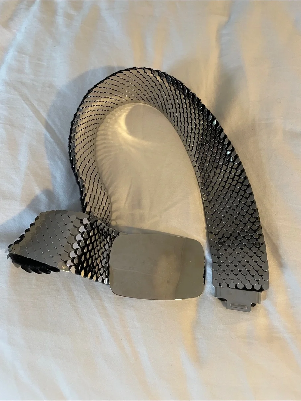 Vintage Wide Silver Mesh Stretch Belt suisseclinic.com display picture 2